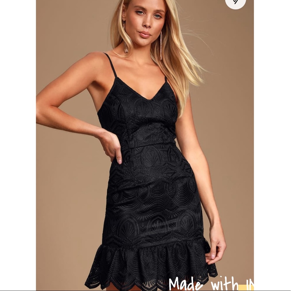 Lulus Black Embroidered Sleeveless Dress